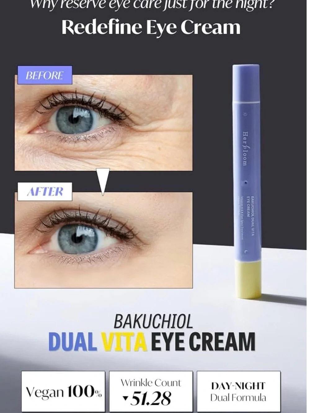 Set of two Herbloom Bakuchiol Dual Vita Eye Cream.  Vegan